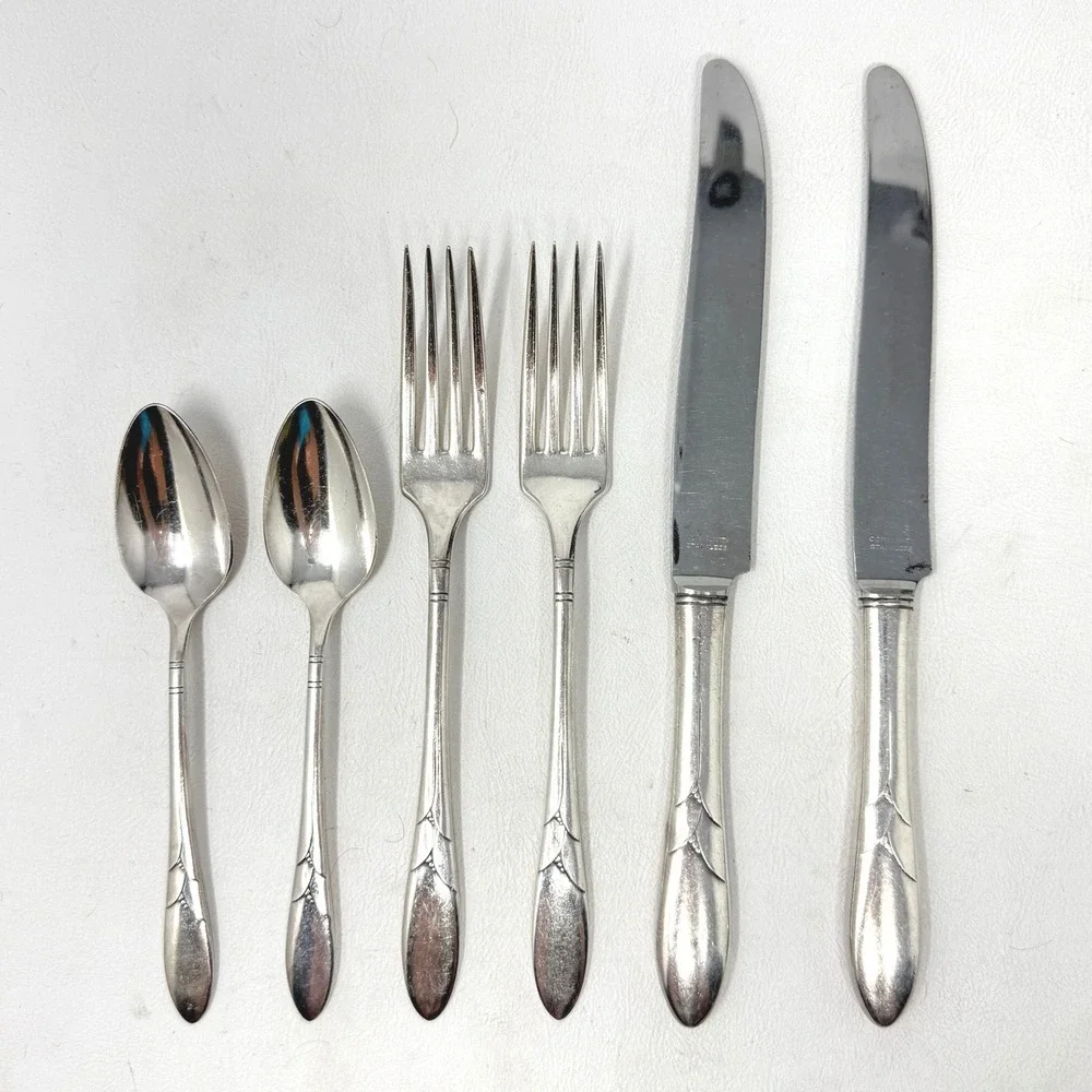 Lady Hamilton Oneida 1932 Silverplate 6 Pc 2 Ea French Knife Dinner Fork Spoon